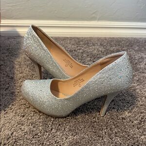 De Blossom Collection Silver Sparkle Heels